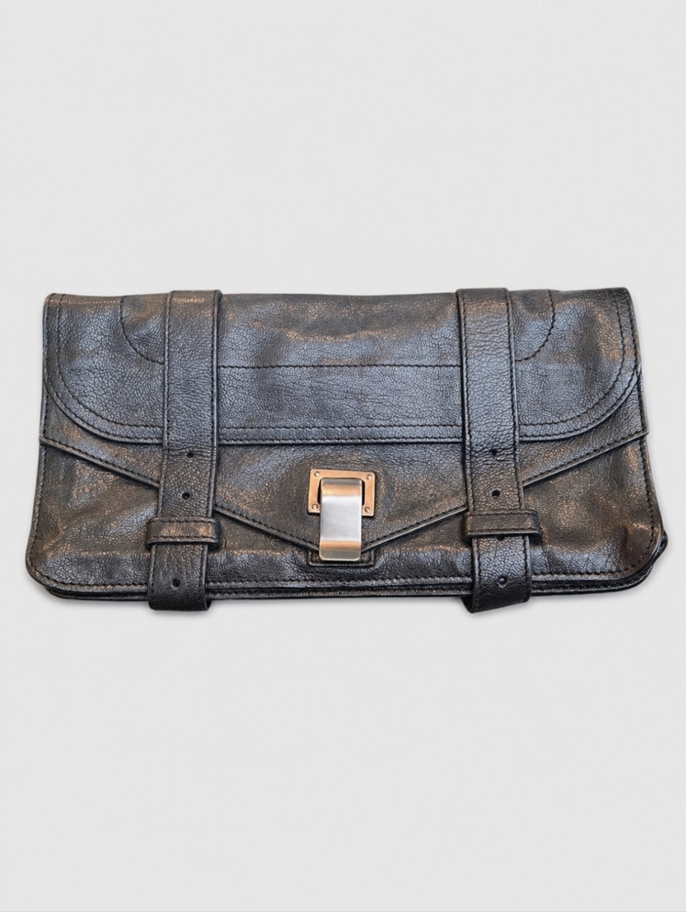PROENZA SCHOULER | Black Pebbled Leather PS1 Pochette Clutch Bag Pouch